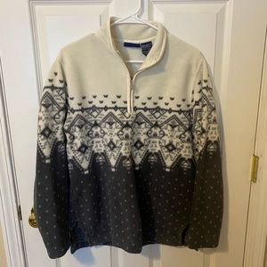 Tan/Navy Teddy Patterned 1/4 Zip Jacket